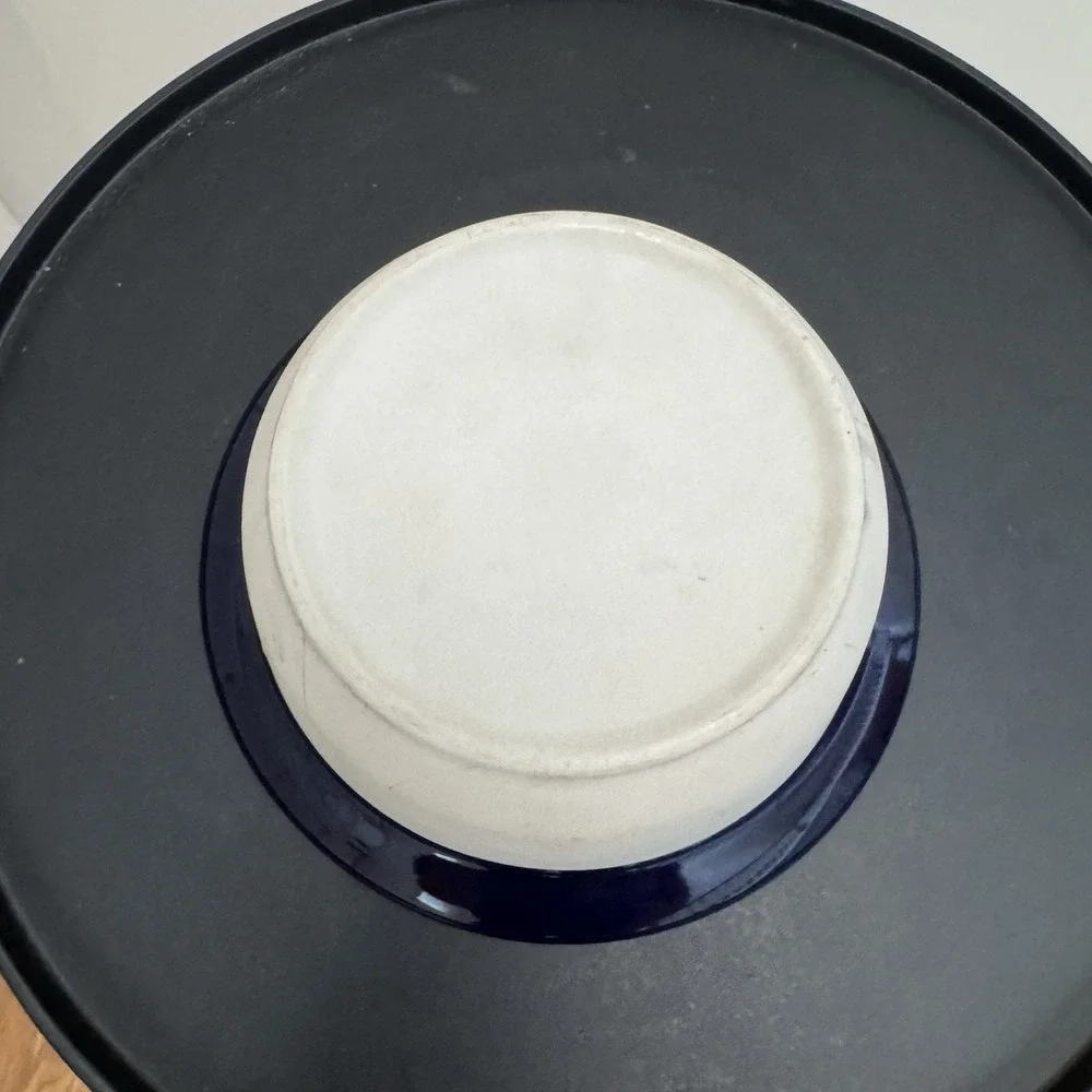 BOOTS & BARKLEY‎ Pet Bowl BLUE W/WHITE Dog  FACE 6 3/8